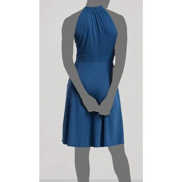 Lauren Ralph Lauren Women's Blue Stretch Jersey Halter Dress Size 14. - Picture 4 of 4